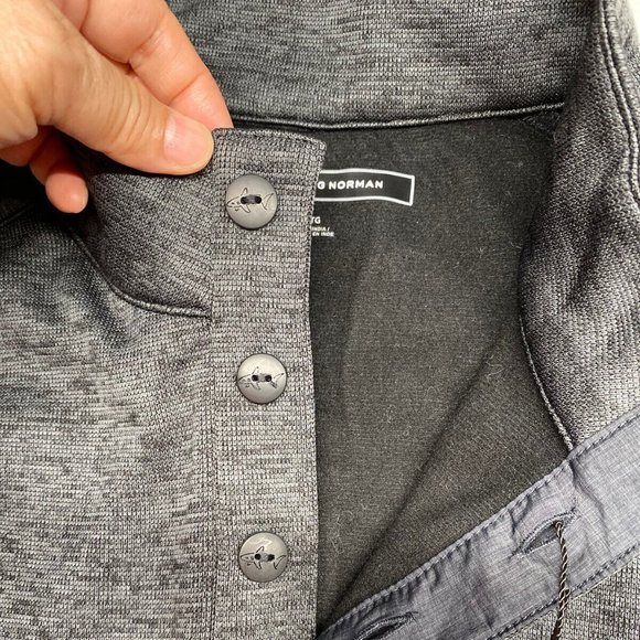 Greg Norman Pullover Men Sweater XL Button Mock Neck Long Sleeve Pocket Blk/Grey - Picture 12 of 12